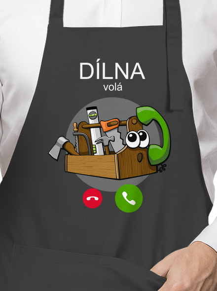Dílna volá zástěra Dark Grey