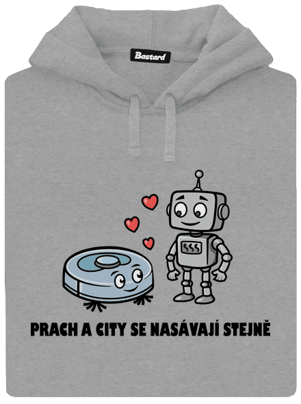 Láska mezi roboty pánská mikina klokanka Light Melange