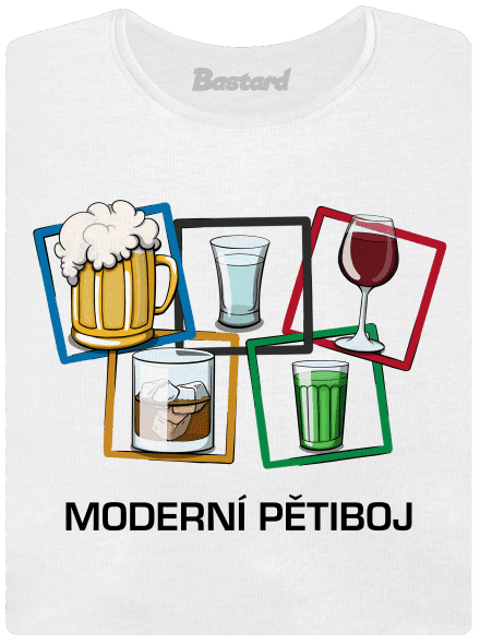 Moderní pětiboj dámské tričko s lemem White