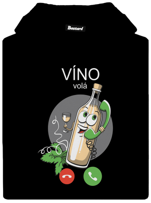 Bílé víno volá pánská mikina klokanka Black