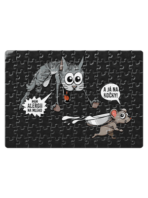 Alergická kočka a myš puzzle White