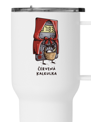 Červená kalkulka termohrnek White