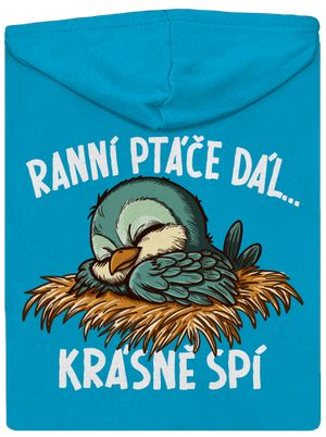 Ranní ptáče spí dámská mikina na zip Blue Atol
