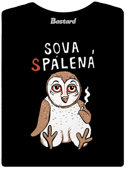 Sova Pálená dámské tričko s lemem Black
