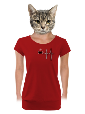 Coffee help dámské tričko s lemem Red Mal