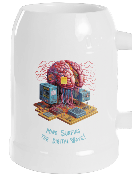 Mind surfing the digital wave půllitr White