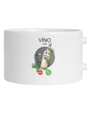 Bílé víno volá hrnek makronka White
