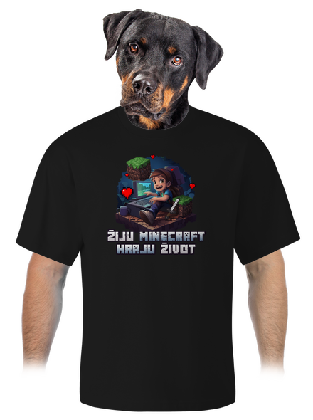 Žiju Minecraft unisex tričko oversized Black