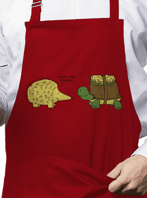 Želva s ježkem zástěra Red