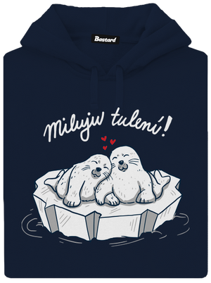 Miluju tulení pánská mikina klokanka Navy