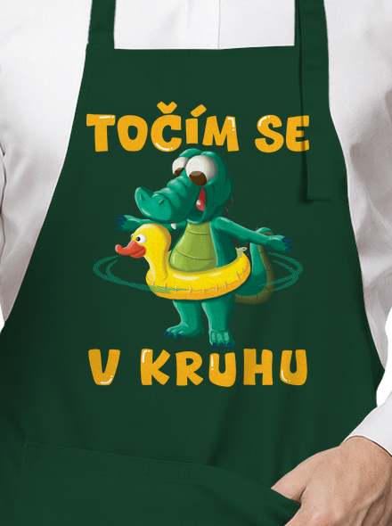 Točím se v kruhu zástěra Bottle Green