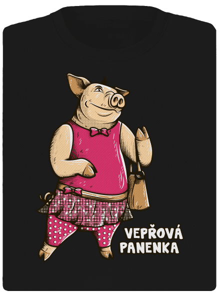 Vepřová panenka dámské sportovní tričko Black