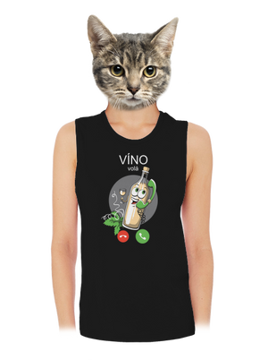 Bílé víno volá dámské tílko volné Black