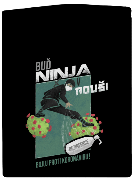 Ninja v rouši pánská mikina na zip Black