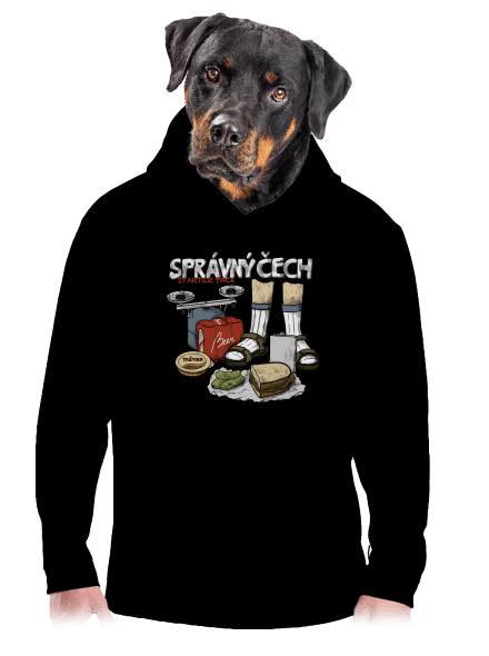 Správný Čech pánská mikina klokanka Black