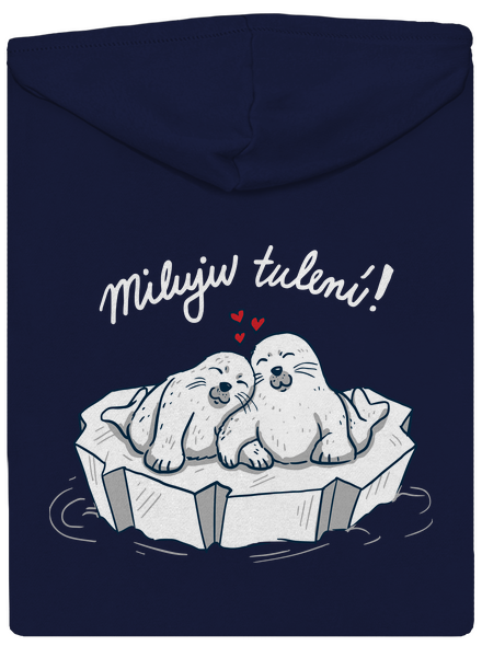 Miluju tulení pánská mikina na zip Navy