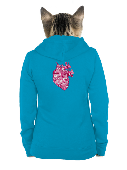 Srdce bije pro  dámská mikina na zip Blue Atol