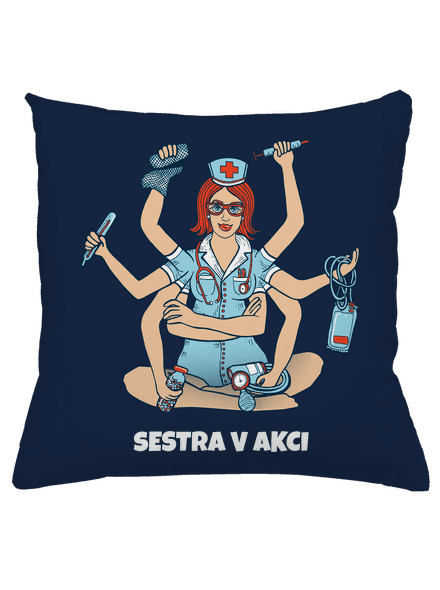 Sestra v akci polštář Dark Navy