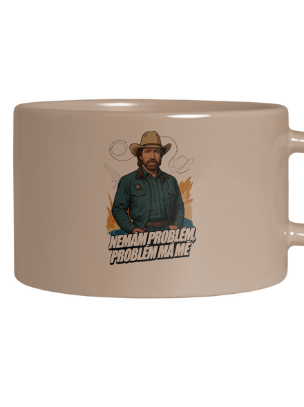 B19: Chuck Norris z Walker, Texas Ranger hrnek makronka Brown Macaron