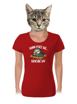 Ranní ptáče spí dámské tričko Red Mal