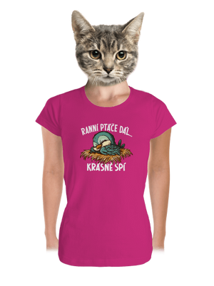 Ranní ptáče spí dámské tričko premium Magenta