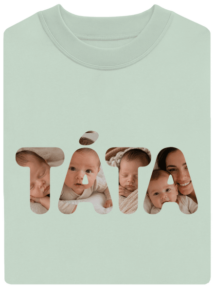 Nápis táta z vlastních fotek unisex mikina bez kapuce Blush Mint