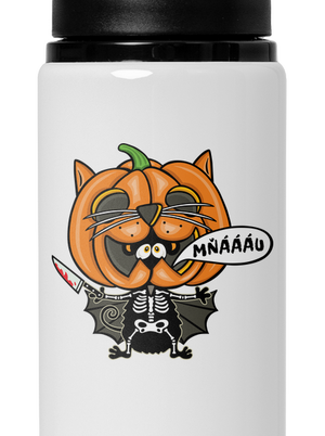 Halloweenská kočička lahev na vodu White