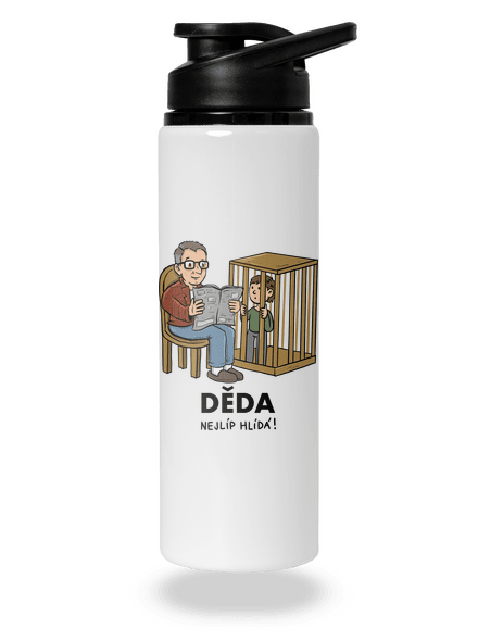 Děda hlídá lahev na vodu White