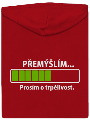 Přemýšlím pánská mikina na zip Red