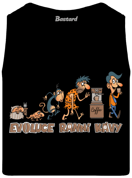 Evoluce ranní kávy pánské tílko Black