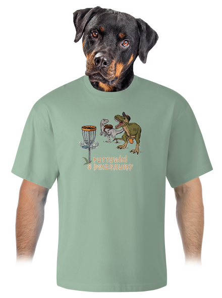 Puttování s dinosaury unisex tričko oversized Sage