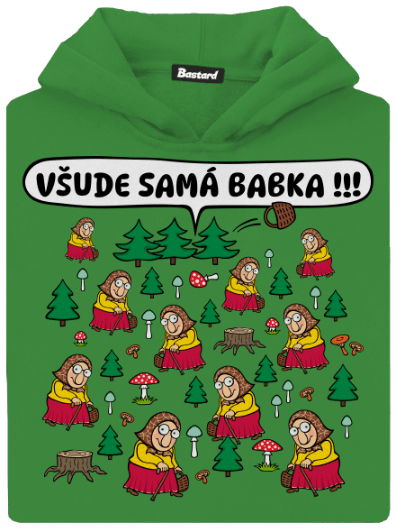 Všude samá babka dětská mikina klokanka Kelly Green AWD