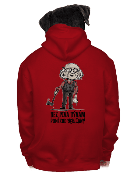 Neklidný bez piva pánská mikina na zip Red