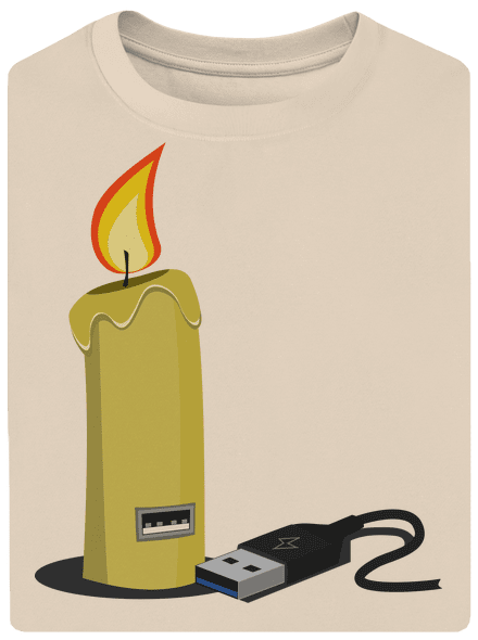 USB svíčka unisex tričko oversized Almond