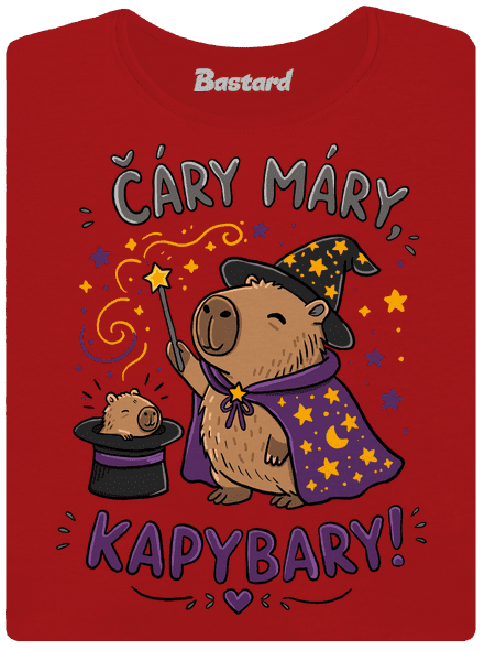 Čáry máry kapybary dámské tričko s lemem Red Mal