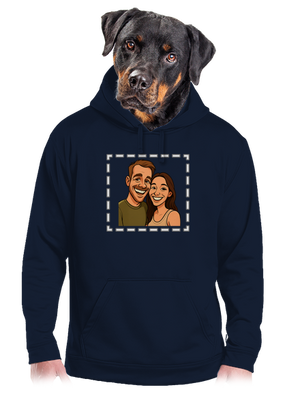 Karikatura z vlastní fotky pánská mikina klokanka Navy