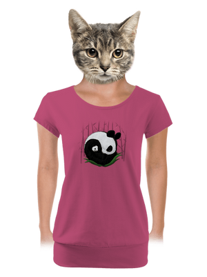 Dvě spící pandy dámské tričko s lemem Magenta