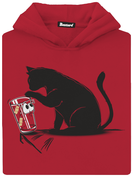 Kočka a sklenice dětská mikina klokanka Fire Red