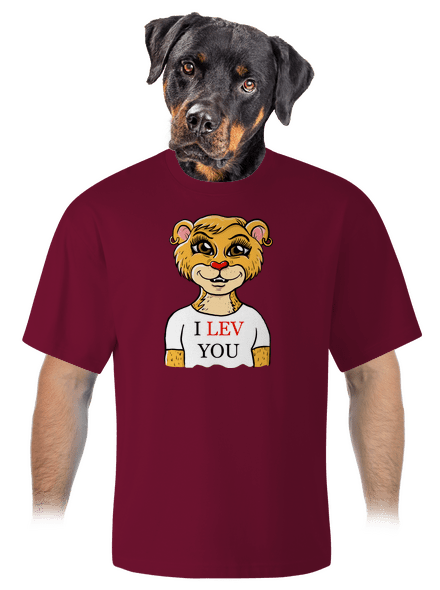 I lev you unisex tričko oversized Garnet