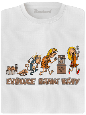 Evoluce ranní kávy dámské sportovní tričko White