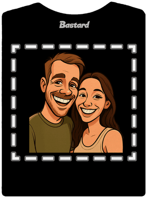 Karikatura z vlastní fotky dámské tričko s lemem Black