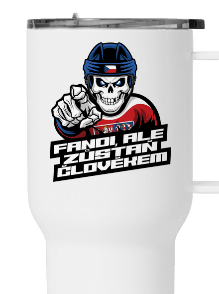 Fandi, ale zůstaň člověkem termohrnek White