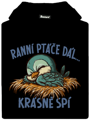Ranní ptáče spí dětská mikina klokanka Black