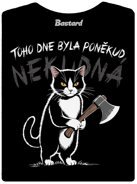 Neklidná kočka dámské tričko s lemem Black