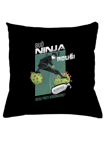 Ninja v rouši polštář Black