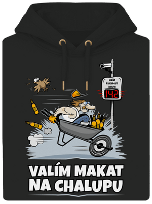 Valím na chalupu unisex mikina premium Dark Black