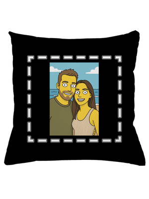Simpsonovi z vlastní fotky polštář Black