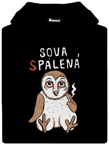 Sova Pálená pánská mikina klokanka Black