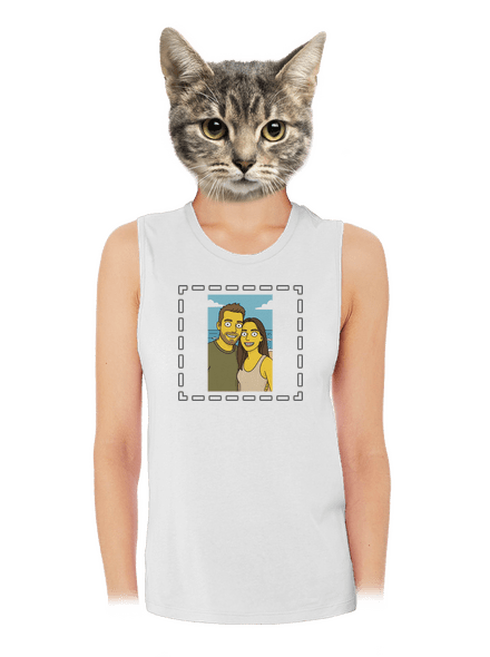 Simpsonovi z vlastní fotky dámské tílko volné White