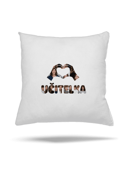 Nápis pro učitele z vlastních fotek polštář White